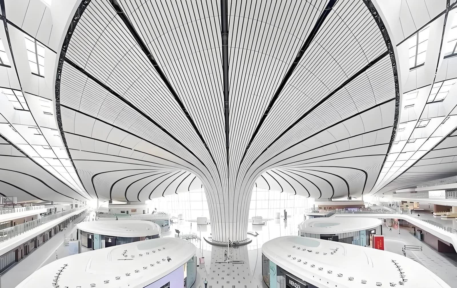 Illustrative image: Daxing Airport atrium with a branching roof column