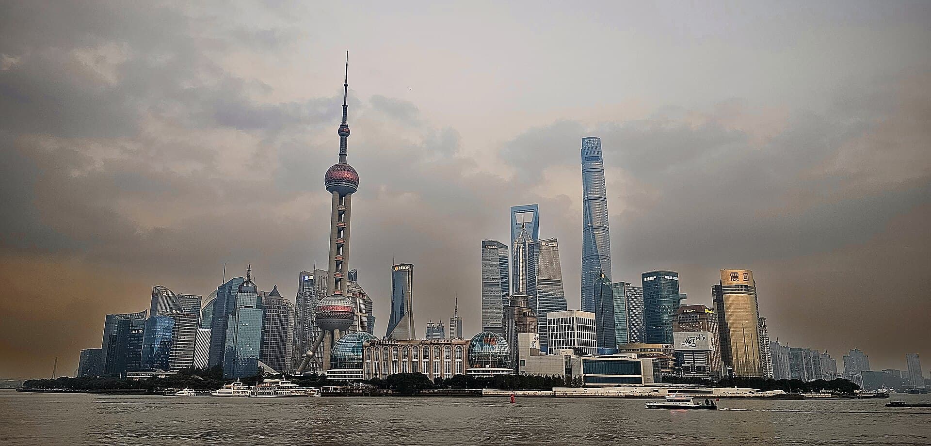 The Lujiazui skyline across the Huangpu River, viewed from the Bund in Shanghai