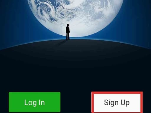 Older WeChat welcome screen with the Sign Up button highlighted beside the Log In button
